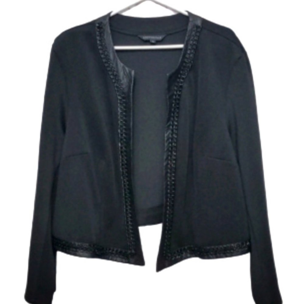 Addition Elle Black Chain Faux Leather Trim Bolero